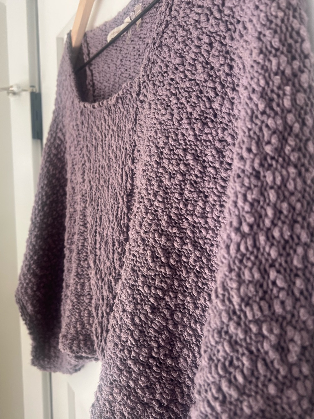 Soft Surroundings Lagenlook Textured Batwing Crop Top Purple S/M